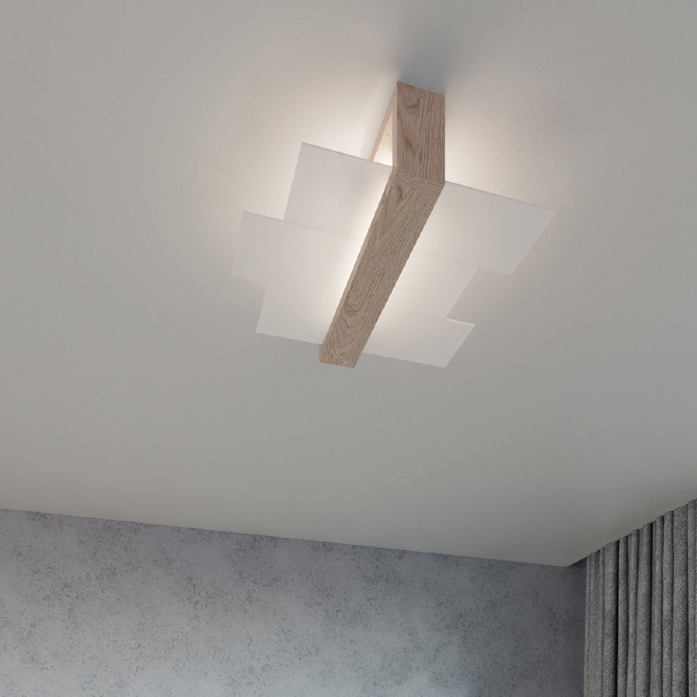 Plafondlamp Feniks Sollux Naturel LxBxH 50x20x20 Hout, Glas Nnb