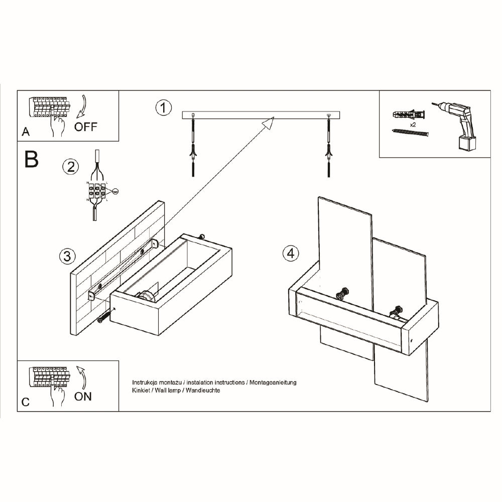 Wandlamp Feniks Sollux Wit LxBxH 50x20x20 Hout, Glas Nnb