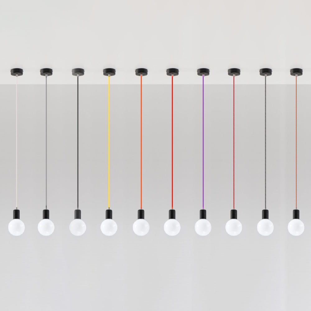 Hanglamp Edison Sollux Zwart LxBxH 10x10x17 Stof Nnb