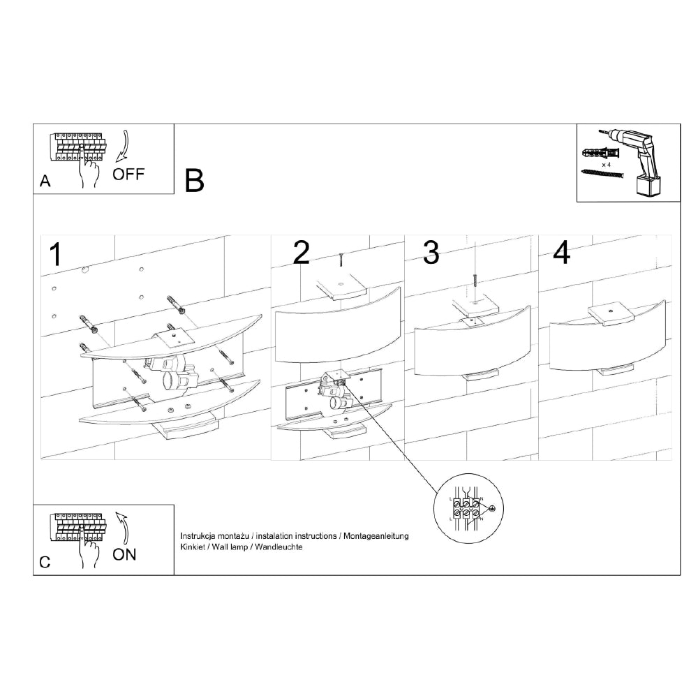 Wandlamp Emilio Sollux Wit, wenge LxBxH 40x20x15 Hout, Glas Nnb
