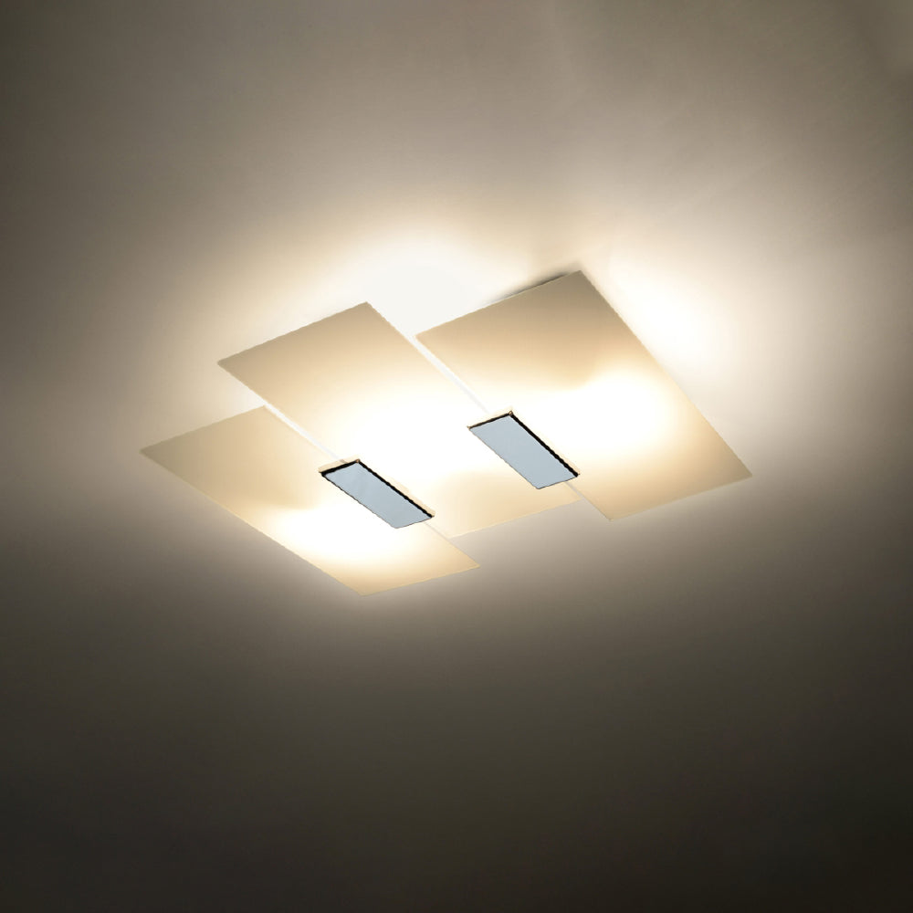 Plafondlamp Fabiano Sollux Zilver, Wit LxBxH 37x37x19 Metaal, Glas Nnb