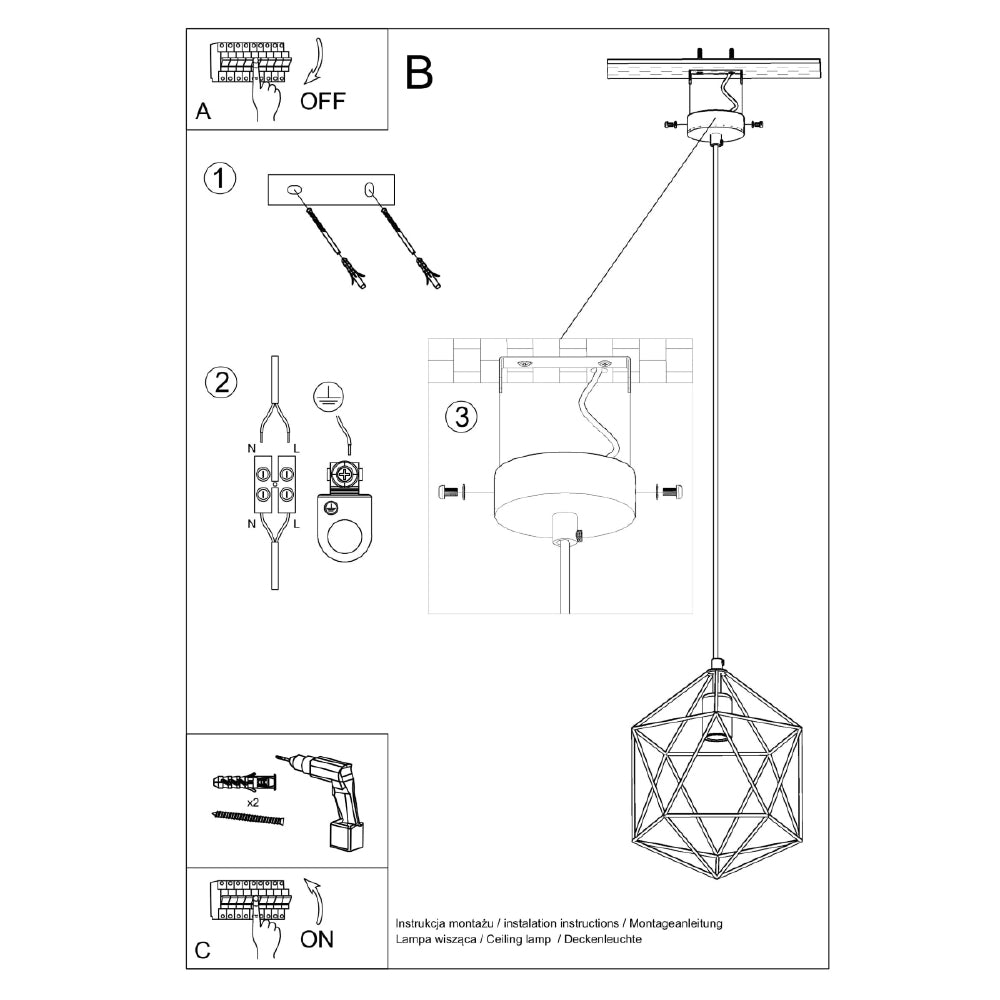 Hanglamp Gaspare Sollux Wit LxBxH 33x33x33 Metaal Nnb