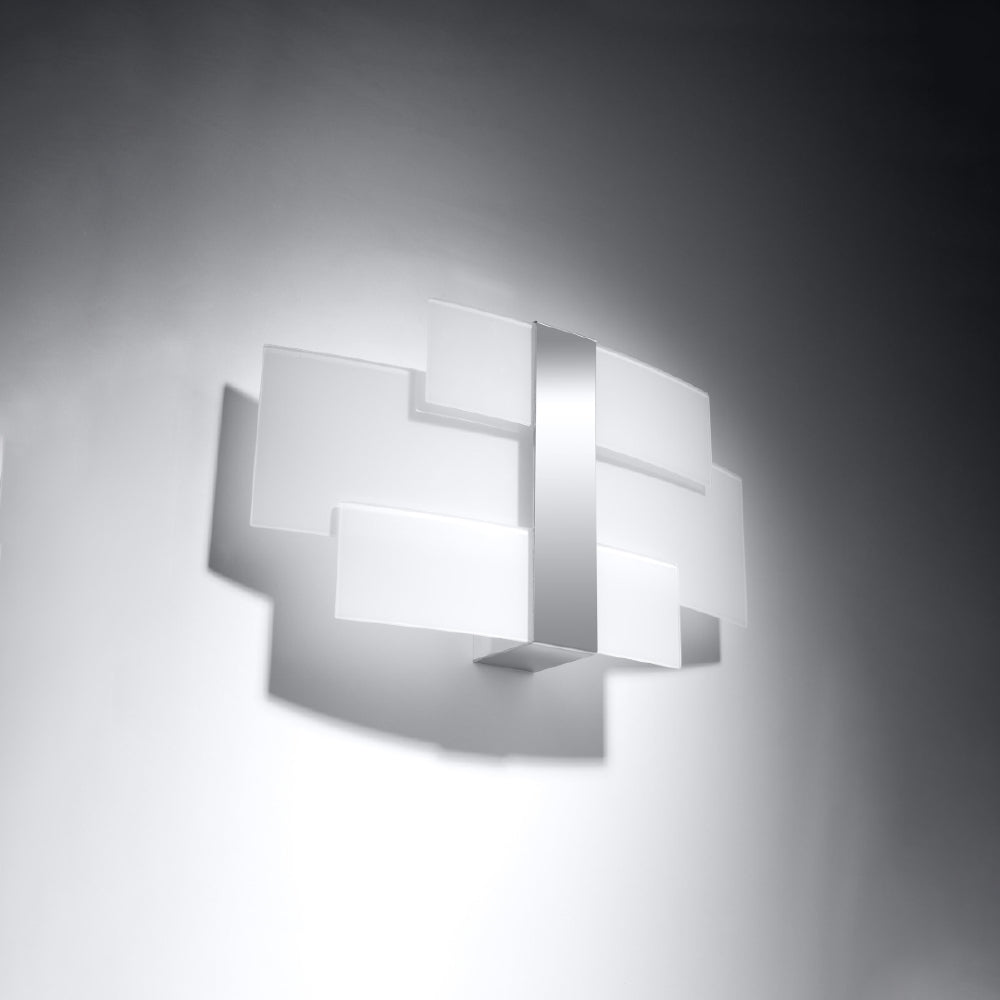 Wandlamp Celia Sollux Zilver, Wit LxBxH 40x20x15 Metaal, Glas Nnb