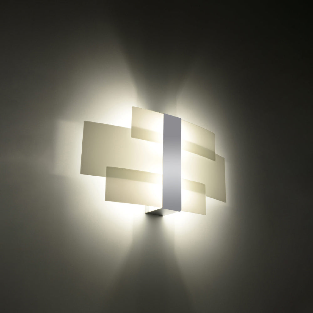 Wandlamp Celia Sollux Zilver, Wit LxBxH 40x20x15 Metaal, Glas Nnb