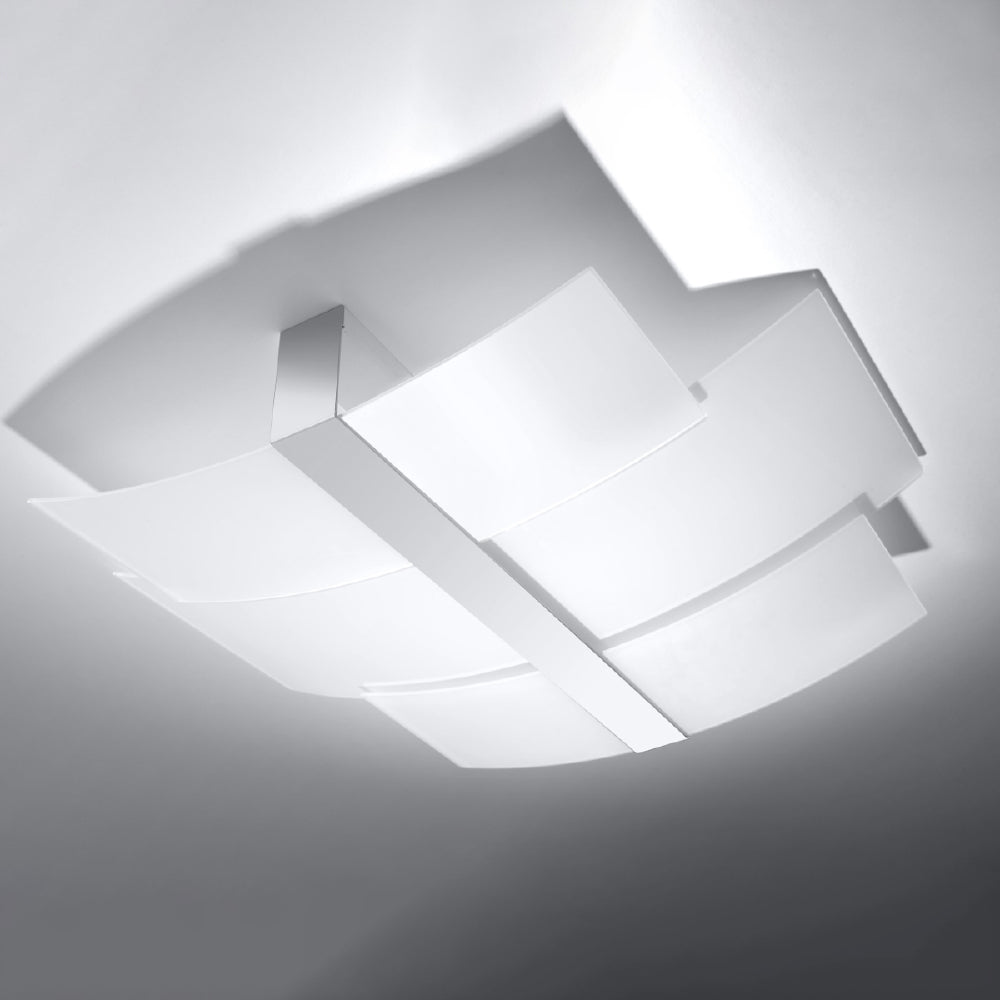 Plafondlamp Celia Sollux Zilver, Wit LxBxH 63x33x15 Metaal, Glas Nnb