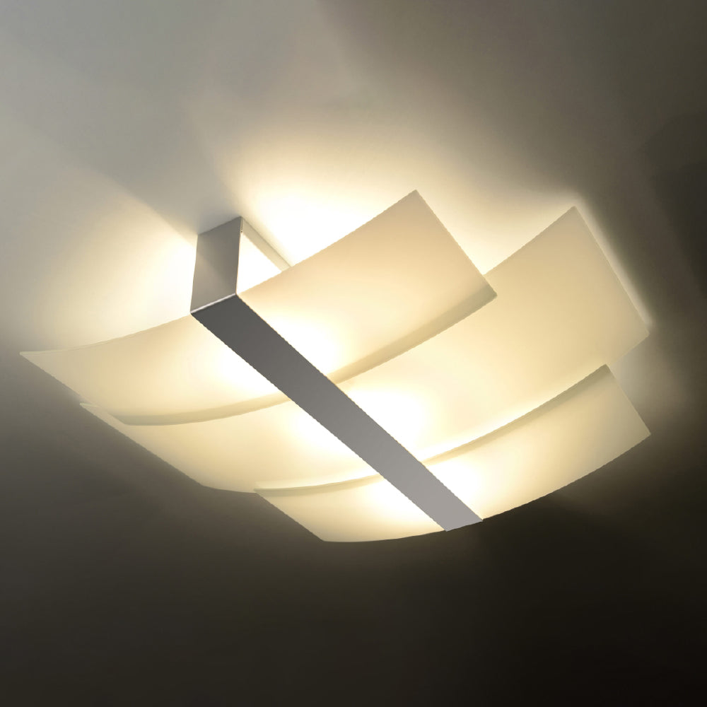 Plafondlamp Celia Sollux Zilver, Wit LxBxH 63x33x15 Metaal, Glas Nnb