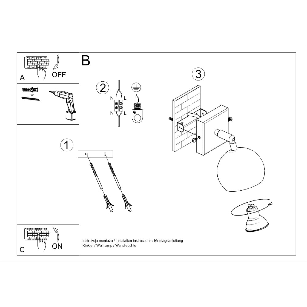 Wandlamp Oculare Sollux Zwart LxBxH 17x10x10 Metaal Nnb