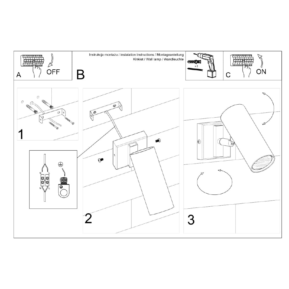 Wandlamp Direzione Sollux Zwart LxBxH 31x17x12 Metaal Nnb