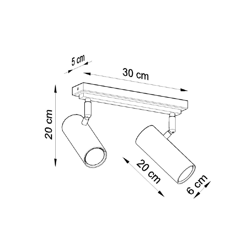 Plafondlamp Direzione Sollux Zwart LxBxH 40x20x15 Metaal Nnb