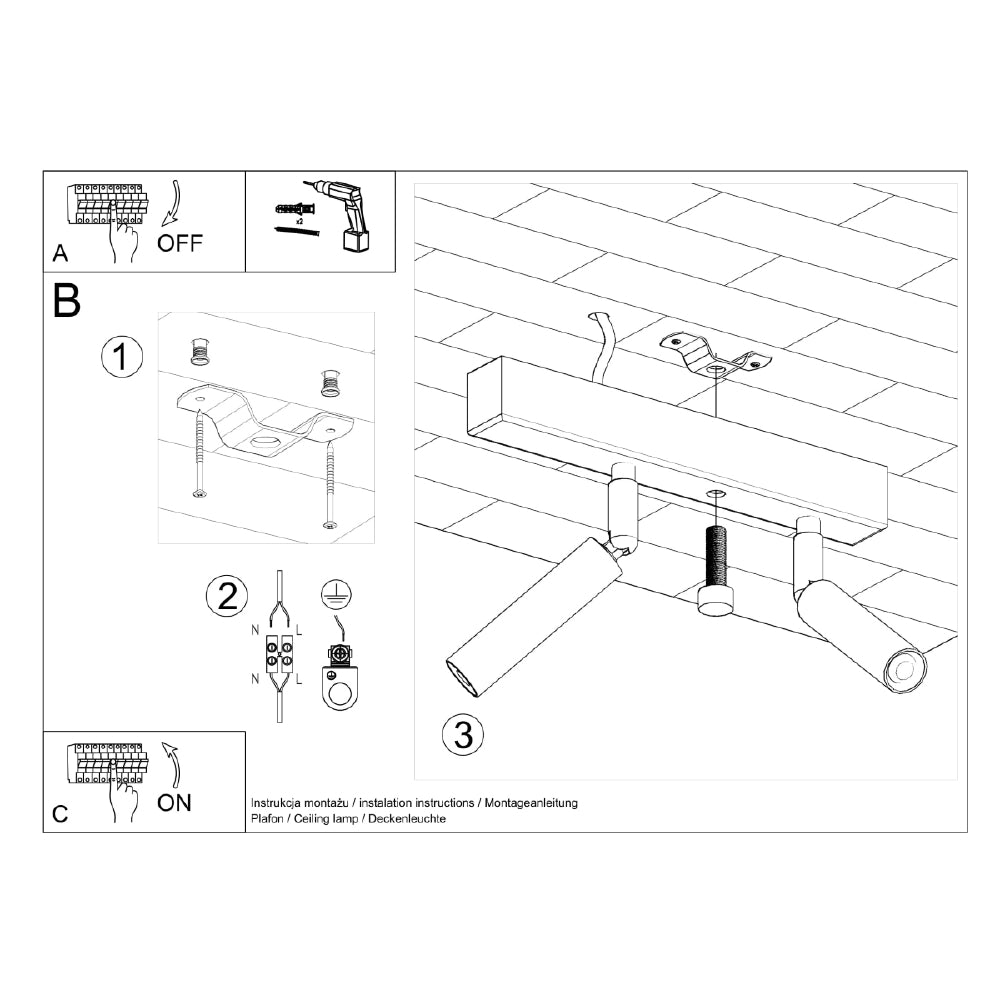 Plafondlamp Eyetech Sollux Zwart Metaal Nnb