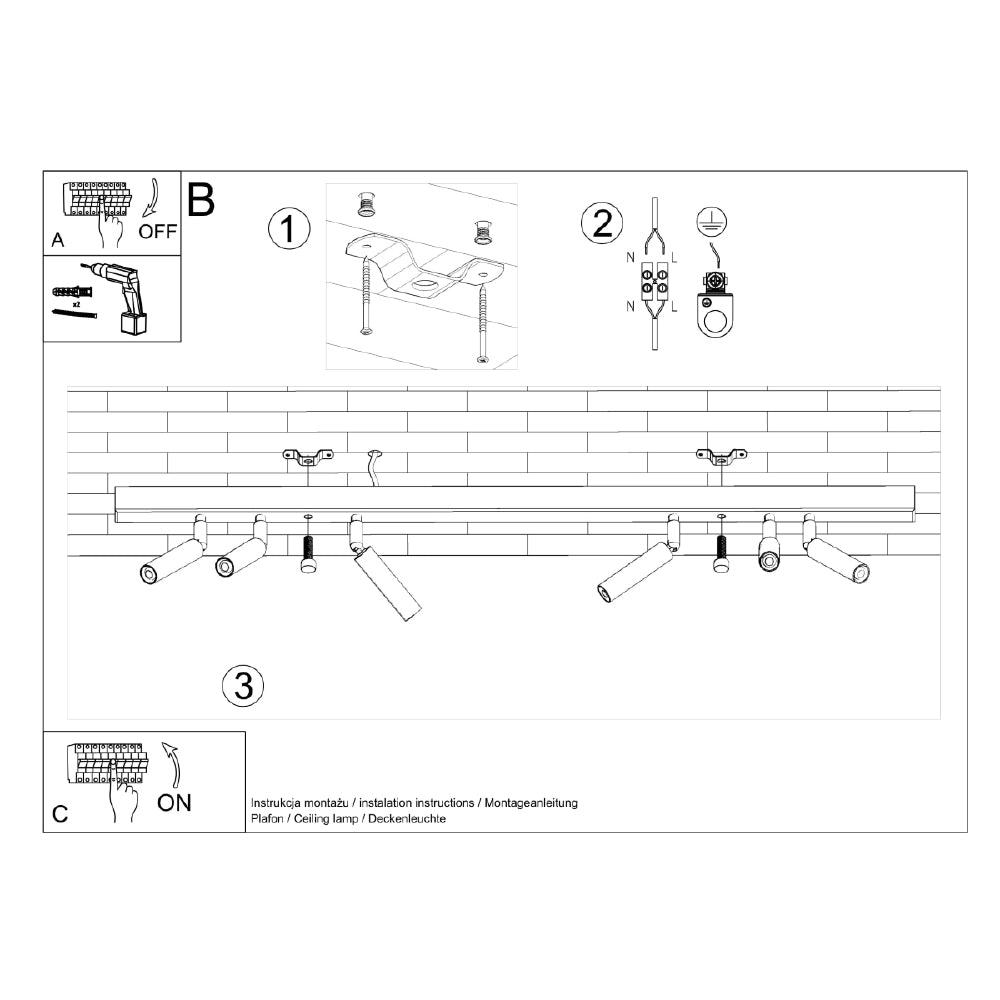 Plafondlamp Eyetech Sollux Zwart Metaal Nnb
