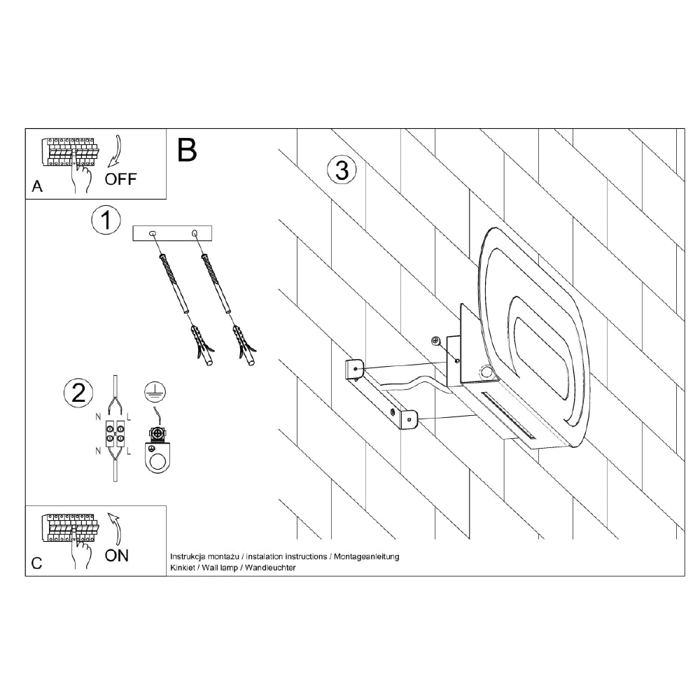 Wandlamp Saccon Sollux Wit LxBxH 47x17x13 Metaal, PVC Nnb