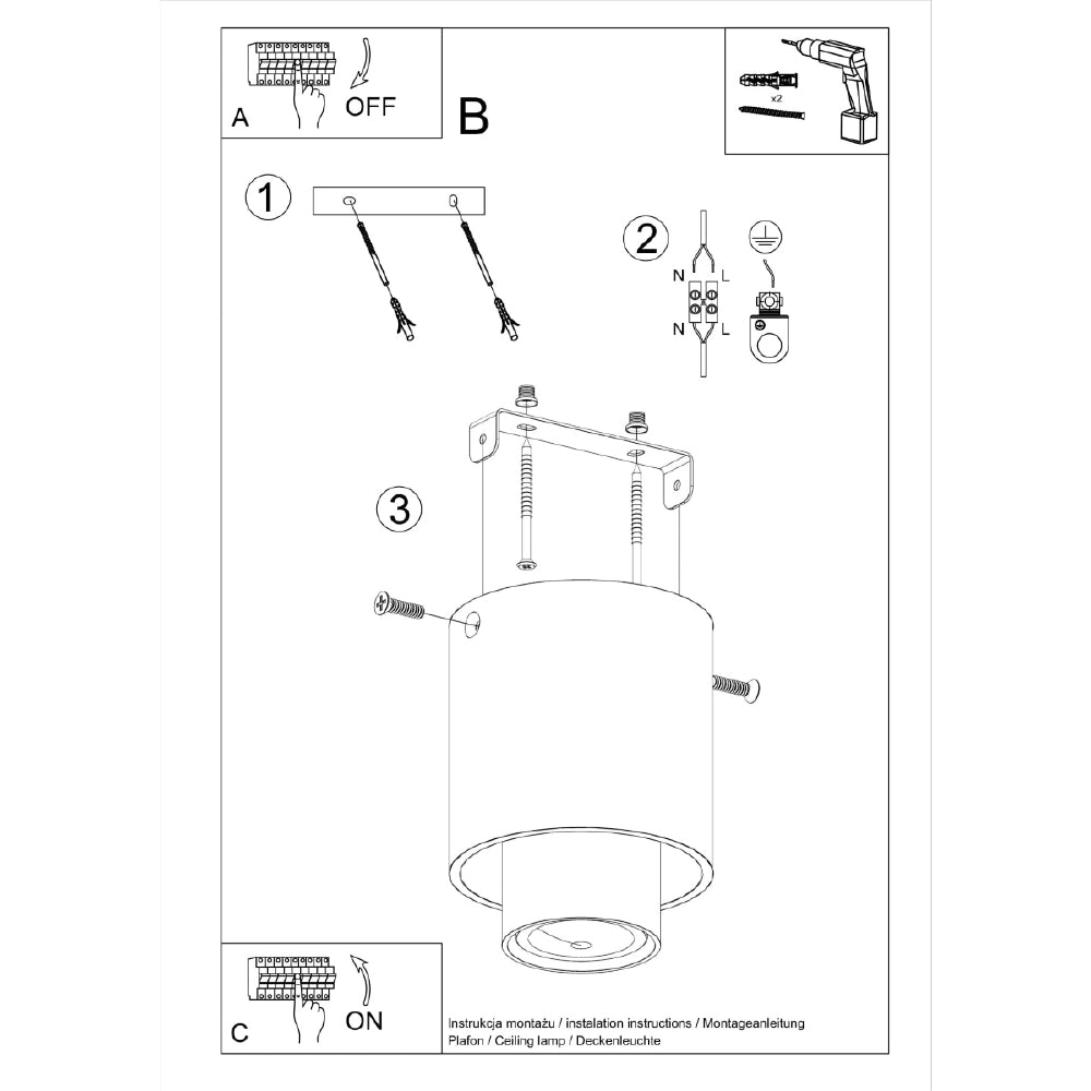 Plafondlamp Nesi Sollux Zwart, Goud Metaal Nnb