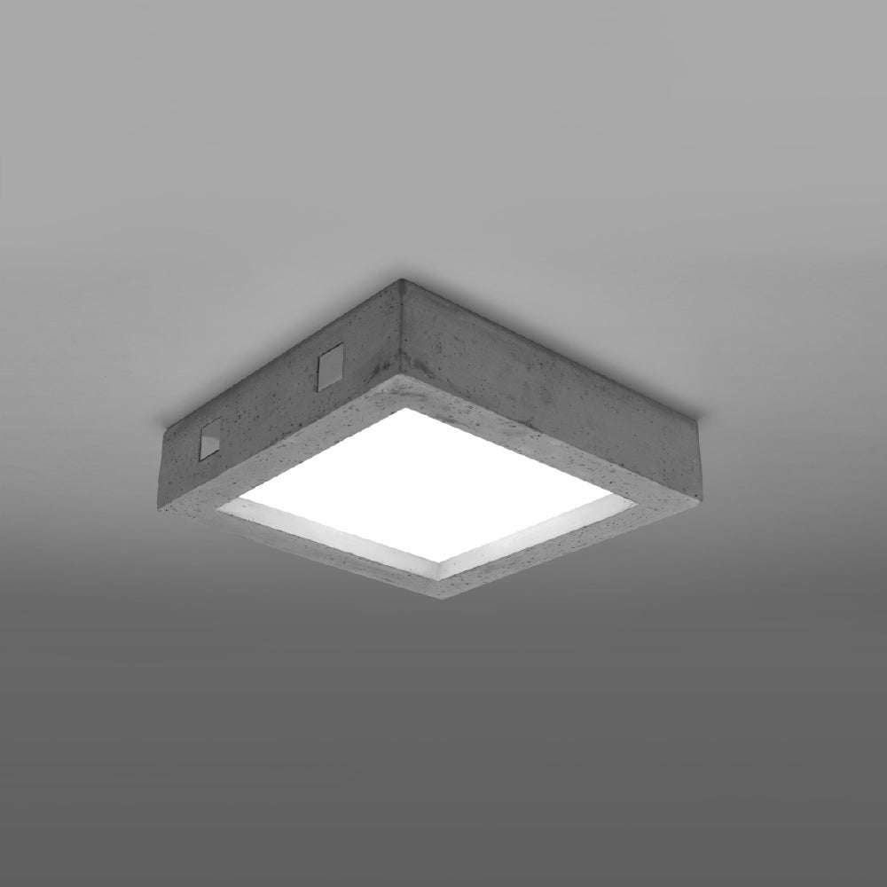 Plafondlamp Riza Sollux Grijs LxBxH 38x38x20 Beton, Glas Nnb