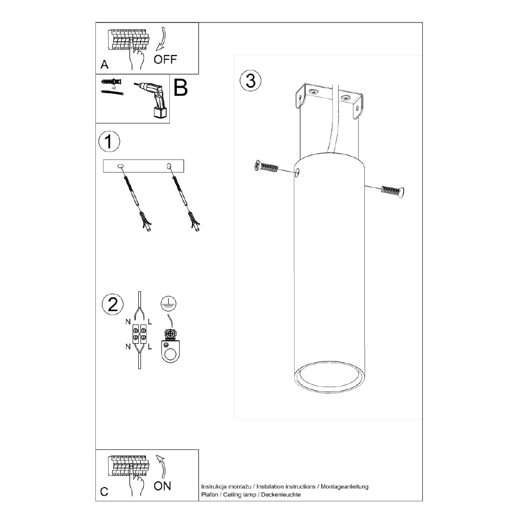 Plafondlamp Lagos Sollux Zwart Metaal Nnb