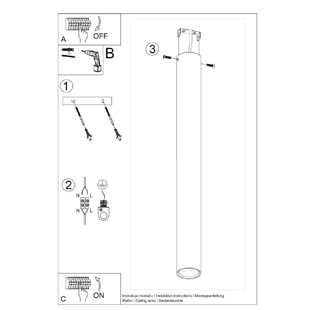 Plafondlamp Lagos Sollux Zwart LxBxH 83x18x11 Metaal Nnb