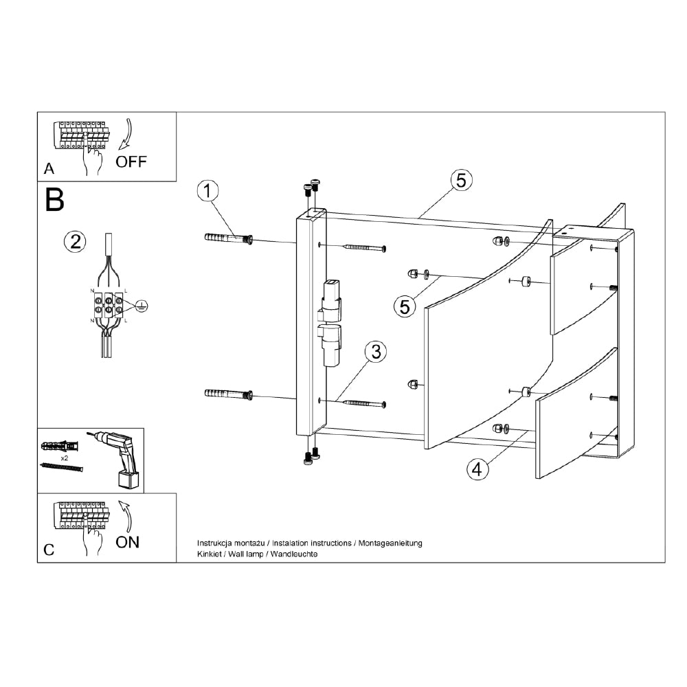 Wandlamp Celia Sollux Wit LxBxH 40x20x15 Metaal, Glas Nnb