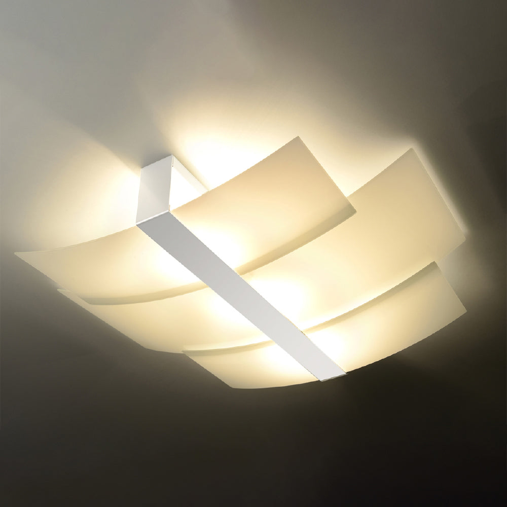 Plafondlamp Celia Sollux Wit LxBxH 63x33x15 Metaal, Glas Nnb