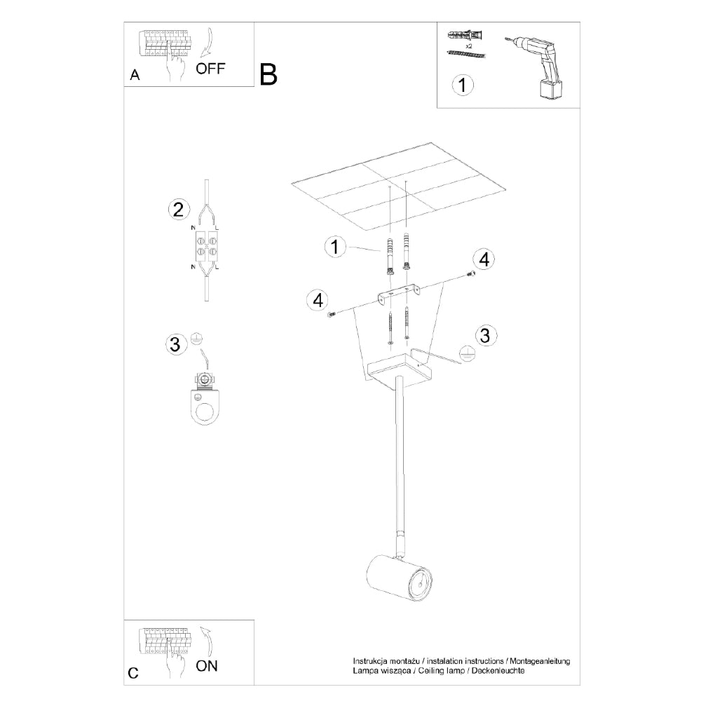 Plafondlamp Norano Sollux Zwart Metaal Nnb