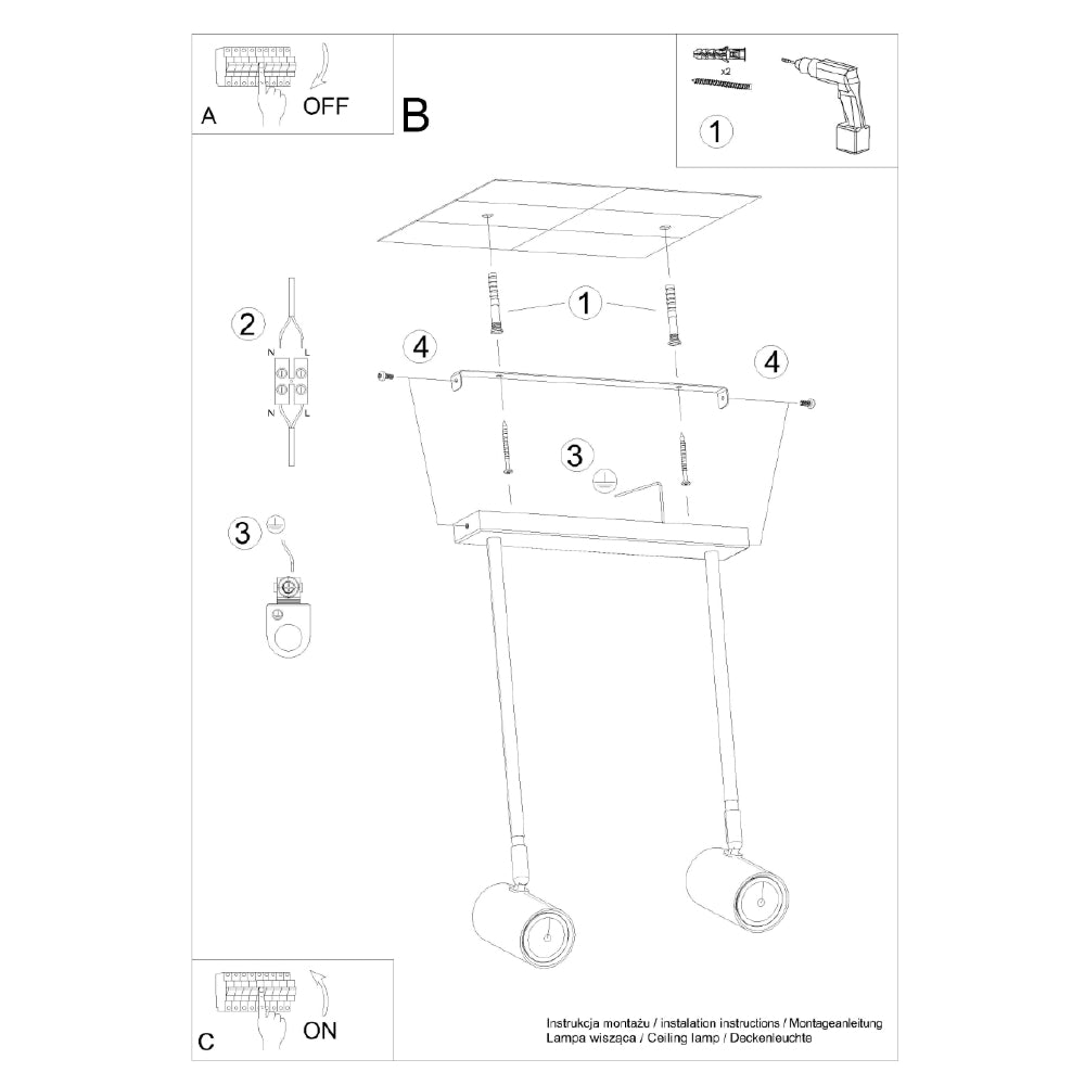 Plafondlamp Norano Sollux Zwart Metaal Nnb