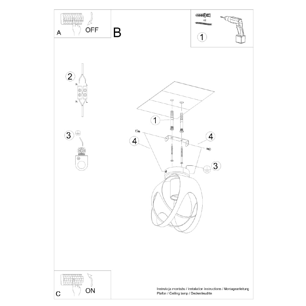 Plafondlamp Tulos Sollux Wit Metaal Nnb
