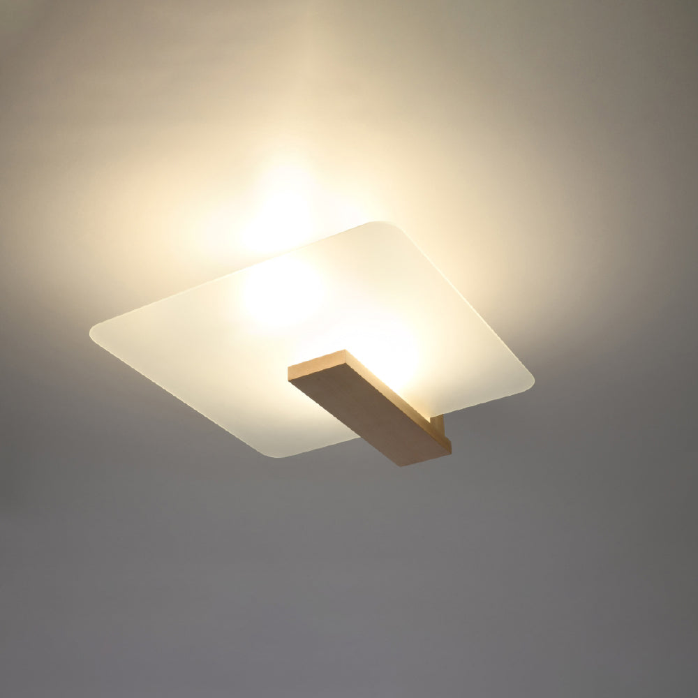 Plafondlamp Lappo Sollux Naturel LxBxH 48x48x20 Hout, Glas Nnb