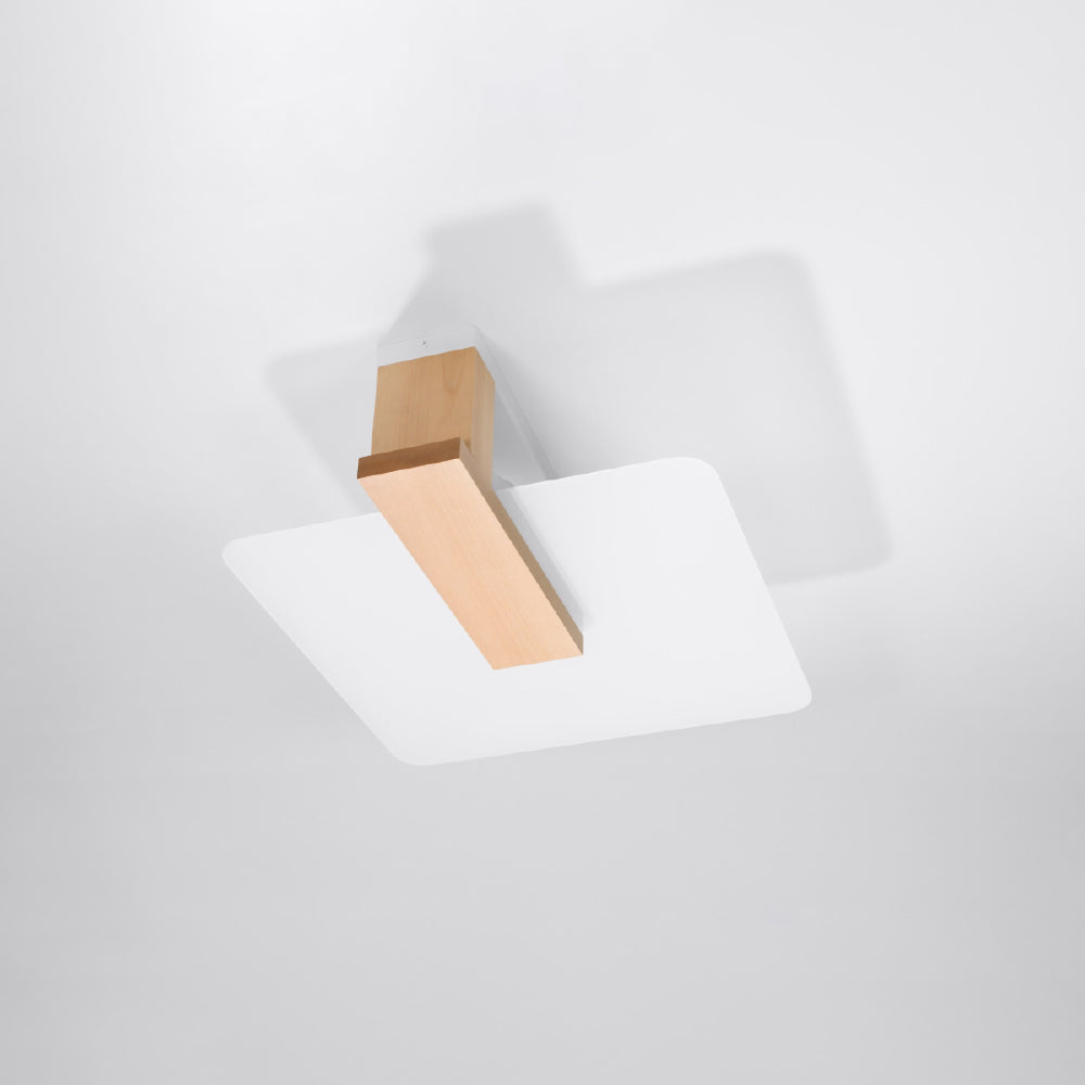 Plafondlamp Lappo Sollux Naturel LxBxH 48x48x20 Hout, Glas Nnb