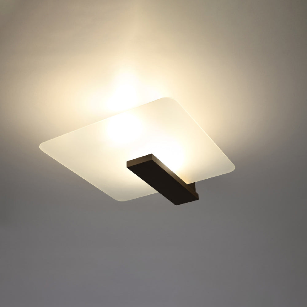 Plafondlamp Lappo Sollux wenge LxBxH 48x48x20 Hout, Glas Nnb