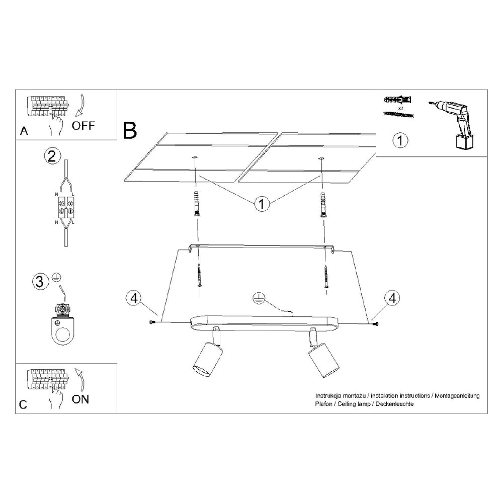 Plafondlamp Fornes Sollux Zwart LxBxH 31x12x14 Metaal Nnb