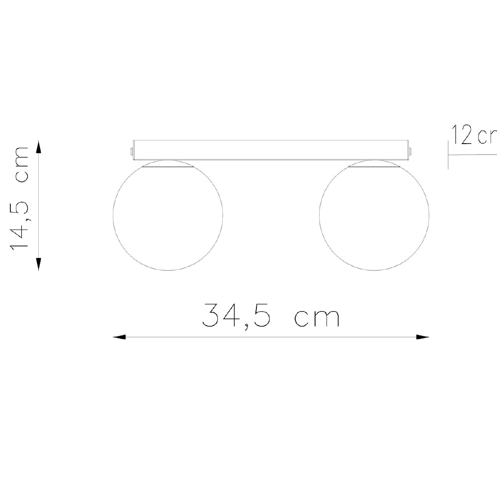 Plafondlamp Yoli Sollux Zwart LxBxH 32x20x14 Metaal,Glas Nnb