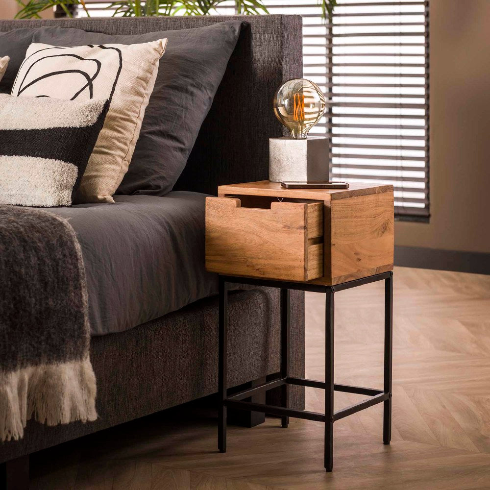 Nachtkastje Sloan chiQago Massief acacia naturel LxBxH 62x32x32 Acaciahout Nnb