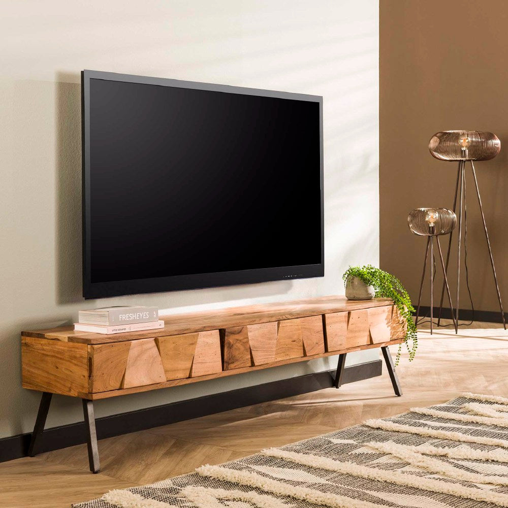 TV Meubel Alonzo chiQago Massief acacia naturel LxBxH 183x45x25 Acaciahout Nnb