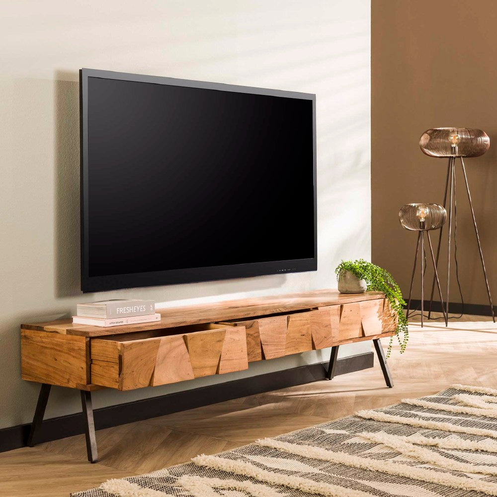 TV Meubel Alonzo chiQago Massief acacia naturel LxBxH 183x45x25 Acaciahout Nnb