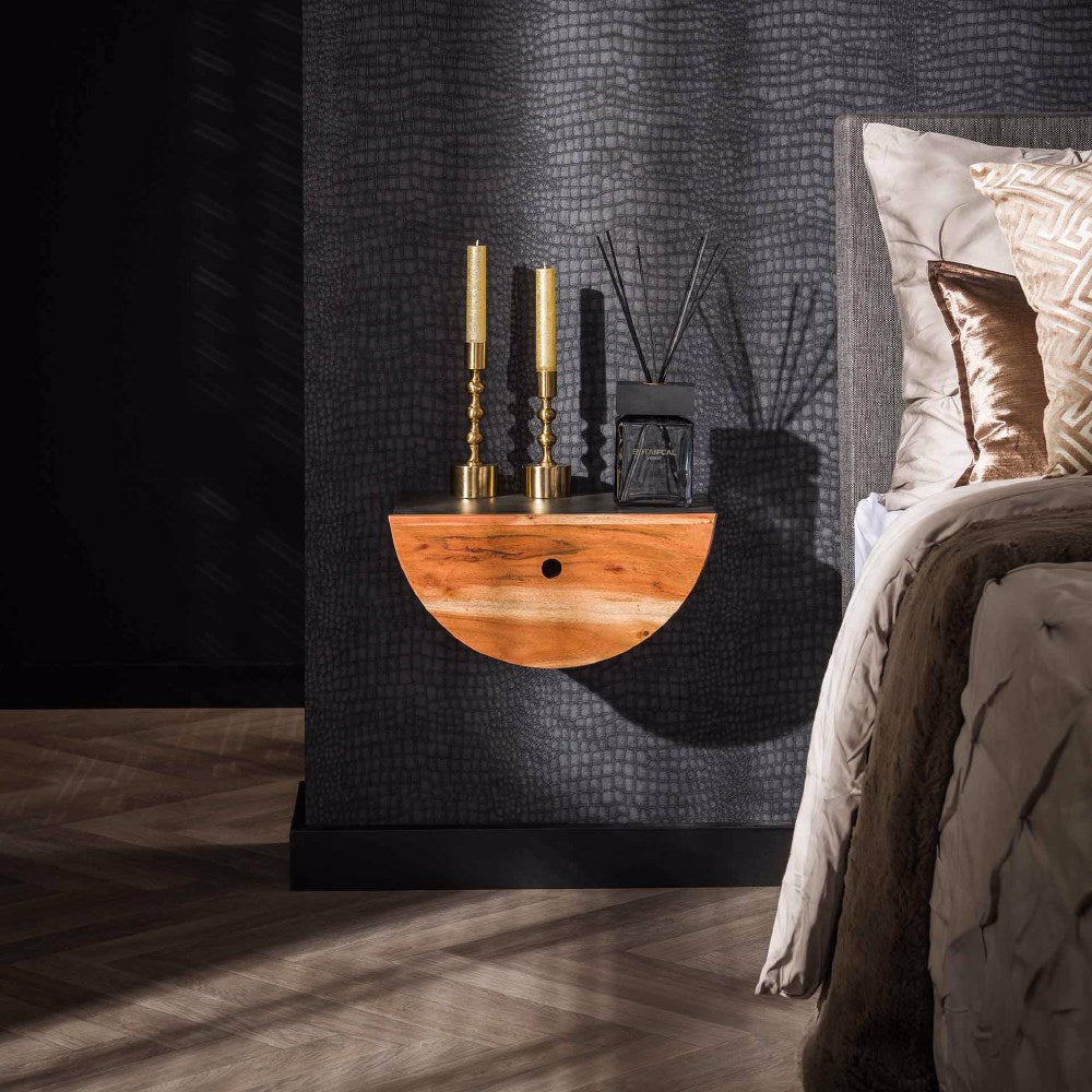 Nachtkastje Enzo chiQago Massief acacia naturel LxBxH 43x43x30 Acaciahout Nnb