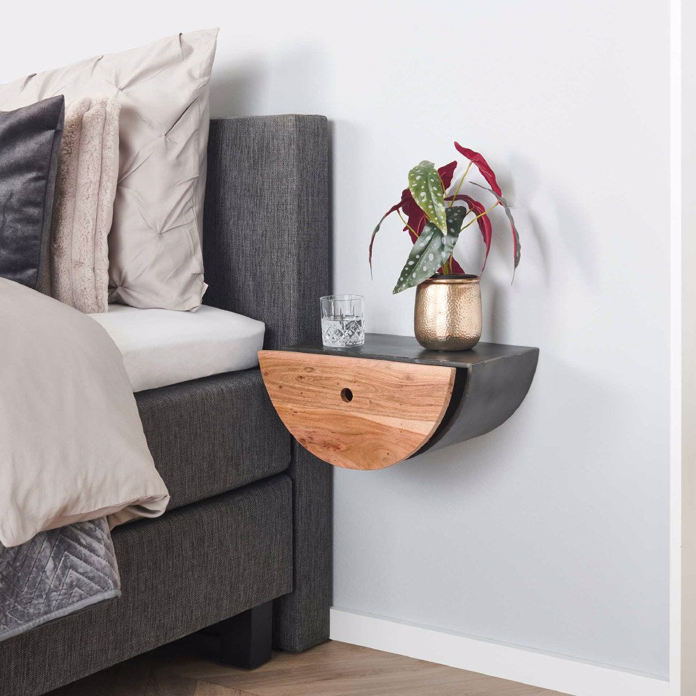 Nachtkastje Enzo chiQago Massief acacia naturel LxBxH 43x43x30 Acaciahout Nnb