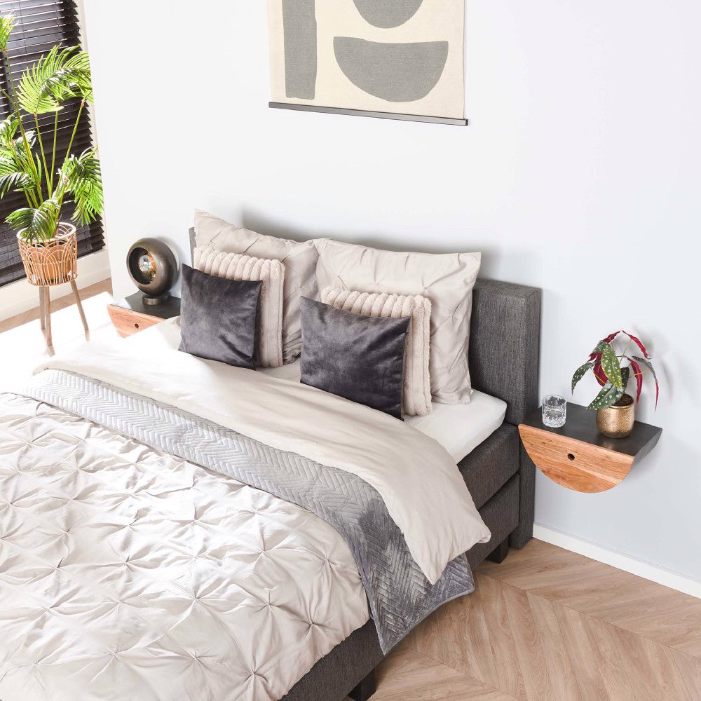 Nachtkastje Enzo chiQago Massief acacia naturel LxBxH 43x43x30 Acaciahout Nnb