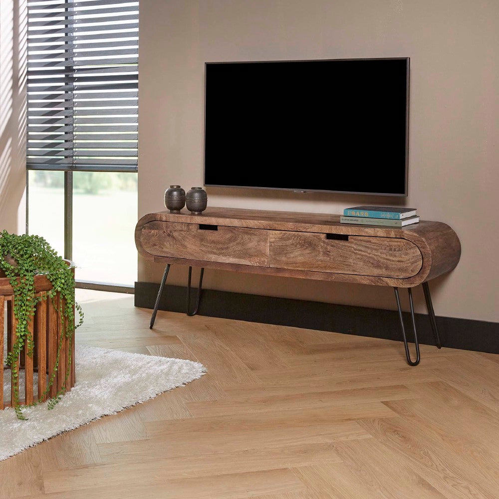 TV Meubel Greco chiQago Massief mango zandkleur LxBxH 141x41x27 Mangohout Nnb