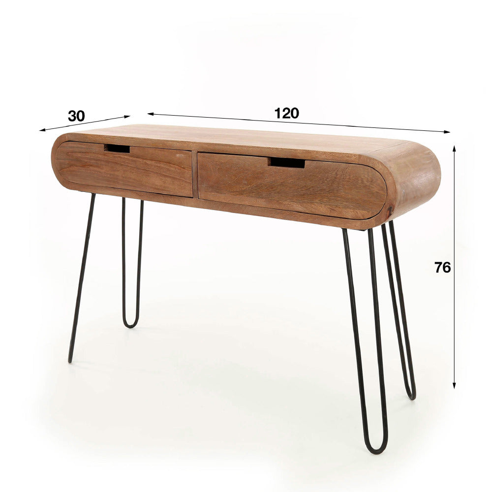 Kaptafel Greco chiQago Massief mango zandkleur LxBxH 124x35x28 Mangohout Nnb