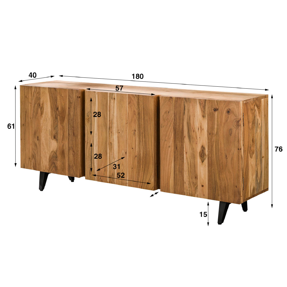 Dressoir Junior chiQago Massief acacia naturel Acaciahout Nnb