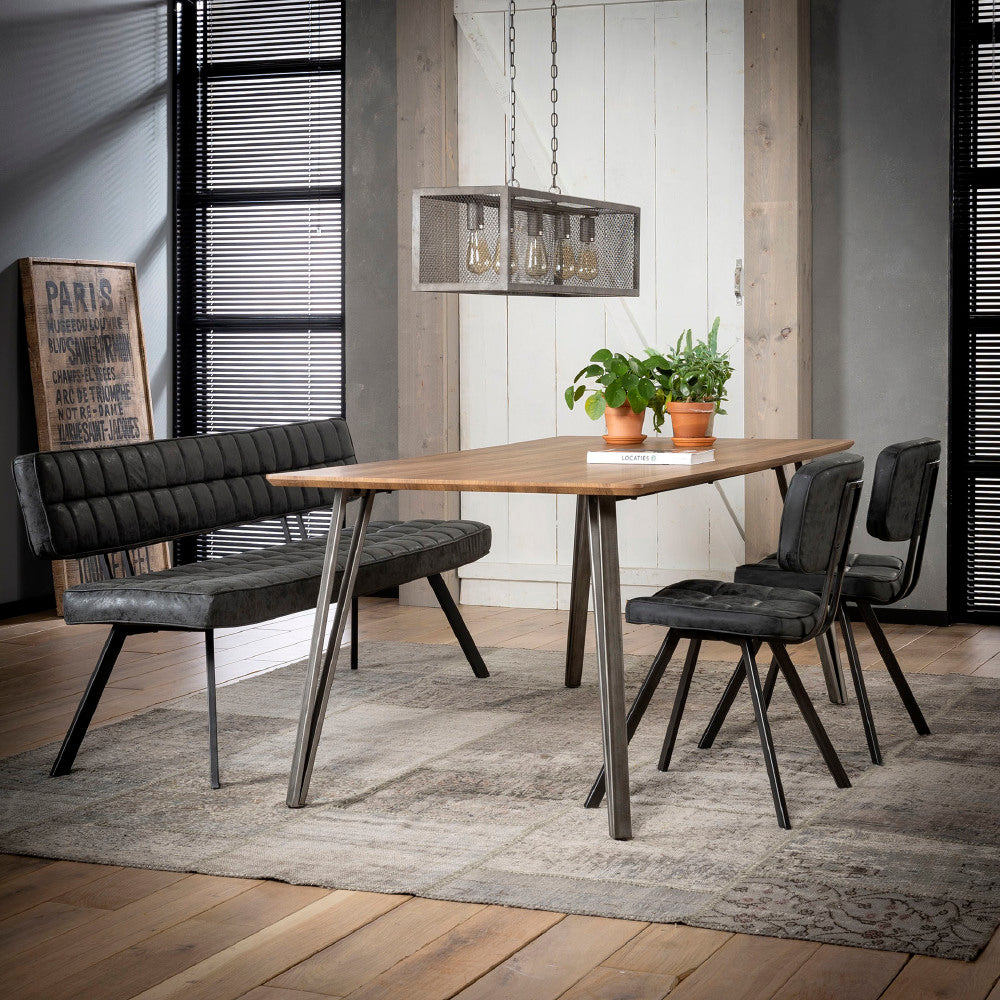 Eetkamerbank Paxton chiQago Wax PU zwart LxBxH 186x44x22 Wax PU zwart Nnb