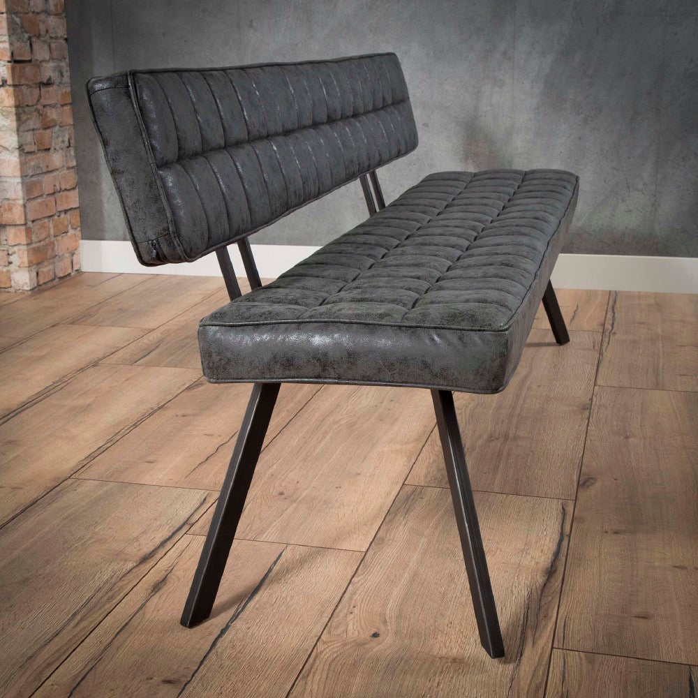 Eetkamerbank Paxton chiQago Wax PU zwart LxBxH 186x44x22 Wax PU zwart Nnb