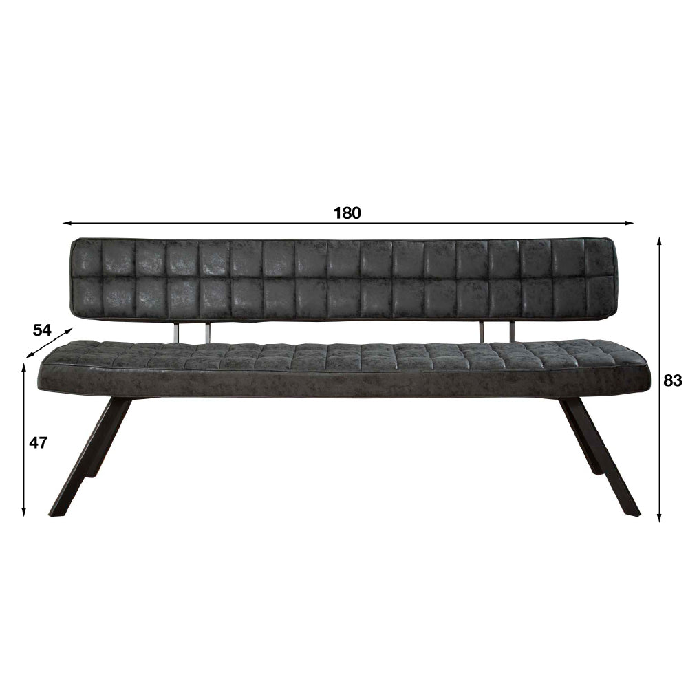 Eetkamerbank Paxton chiQago Wax PU zwart LxBxH 186x44x22 Wax PU zwart Nnb