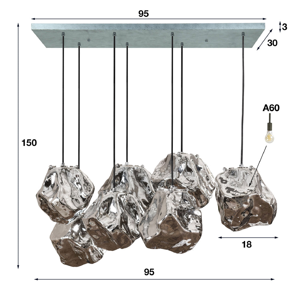 Hanglamp Holden chiQago Chromed glas LxBxH 104x55x36 Chromed glas Nnb
