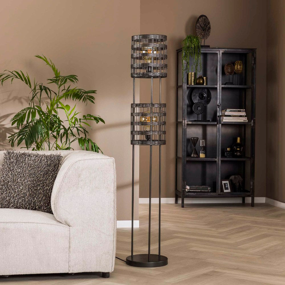 Vloerlamp Thurston chiQago Zwart nikkel LxBxH 172x35x35 Zwart nikkel Nnb