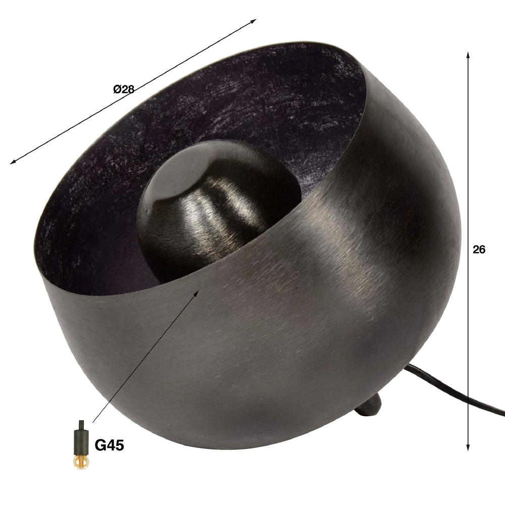 Tafellamp Kalvin chiQago Zwart nikkel LxBxH 31x29x29 Zwart nikkel Nnb