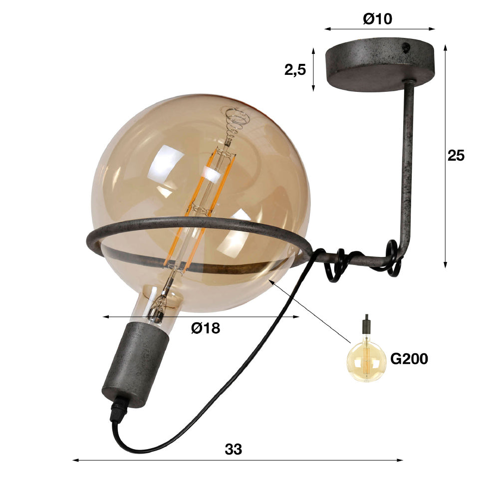 Plafondlamp Jai chiQago Oud zilver LxBxH 30x23x22 Oud zilver Nnb