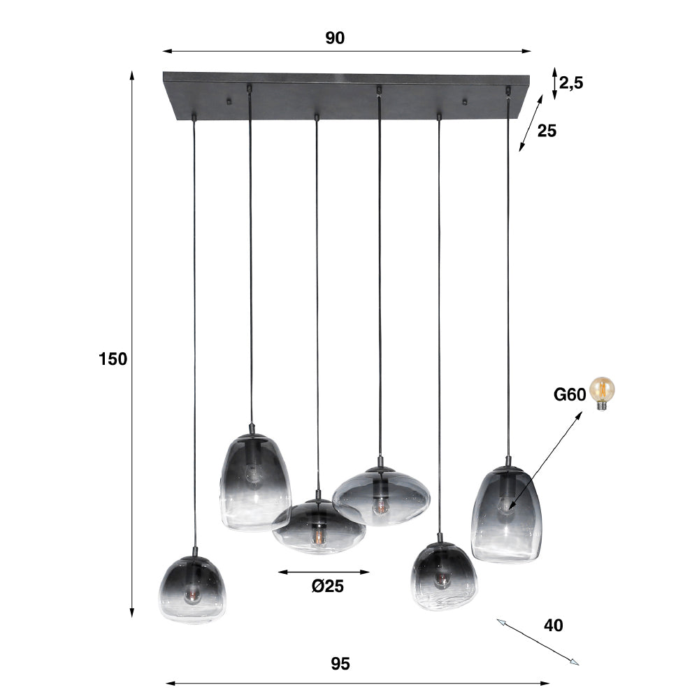 Hanglamp Moe chiQago Artic zwart LxBxH 95x40x37 Artic zwart Nnb