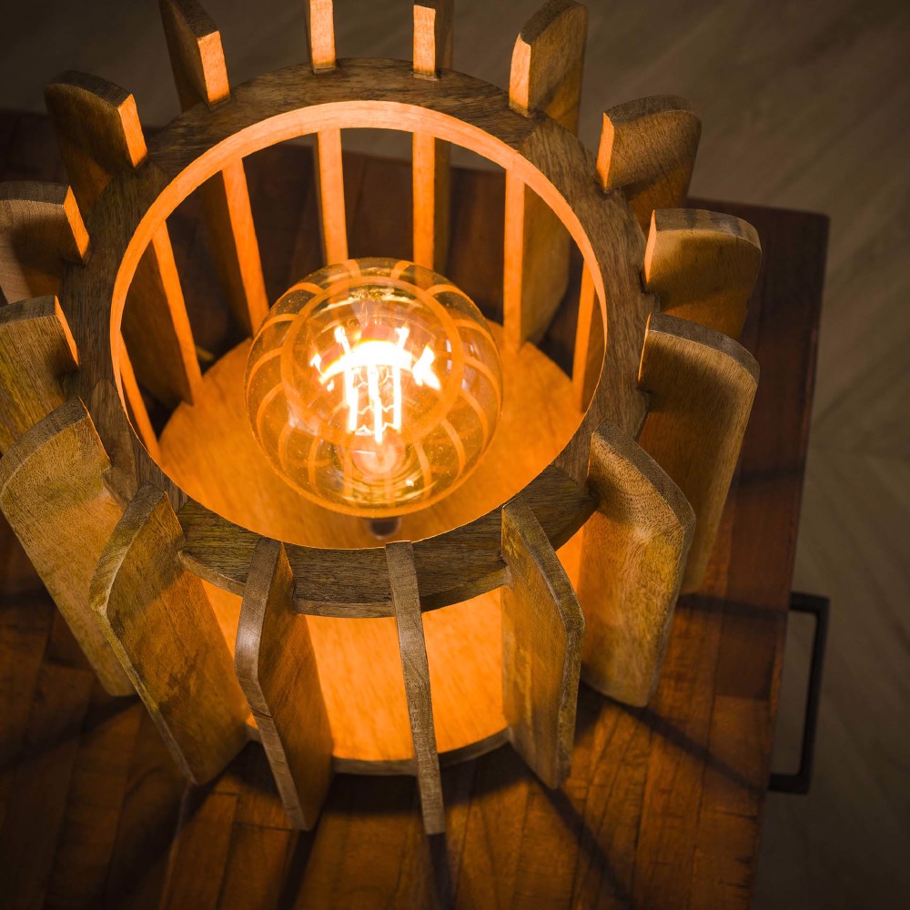 Tafellamp Hiram chiQago Massief mango naturel LxBxH 40x40x40 Mangohout Nnb