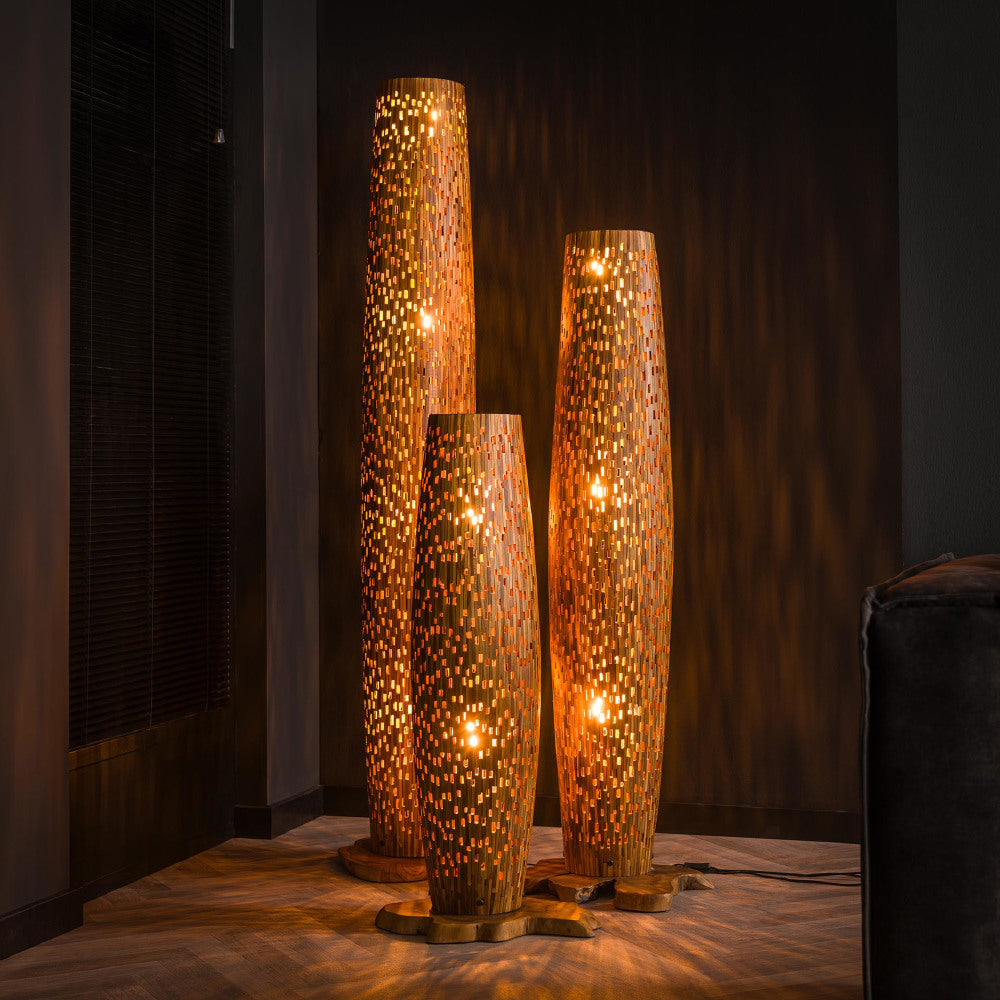 Vloerlamp Todd chiQago Massief gerecycled teakhout Teakhout Nnb