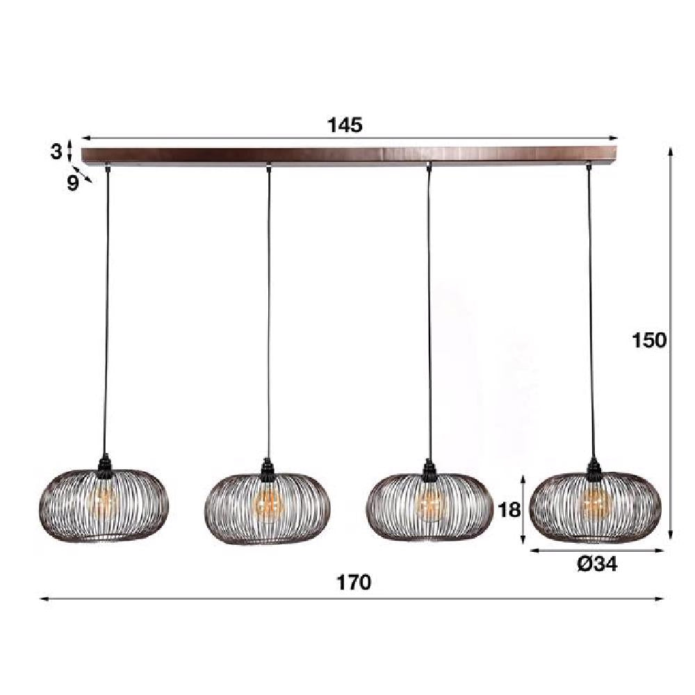 Hanglamp Hurley chiQago Zwart nikkel LxBxH 152x40x28 Zwart nikkel Nnb